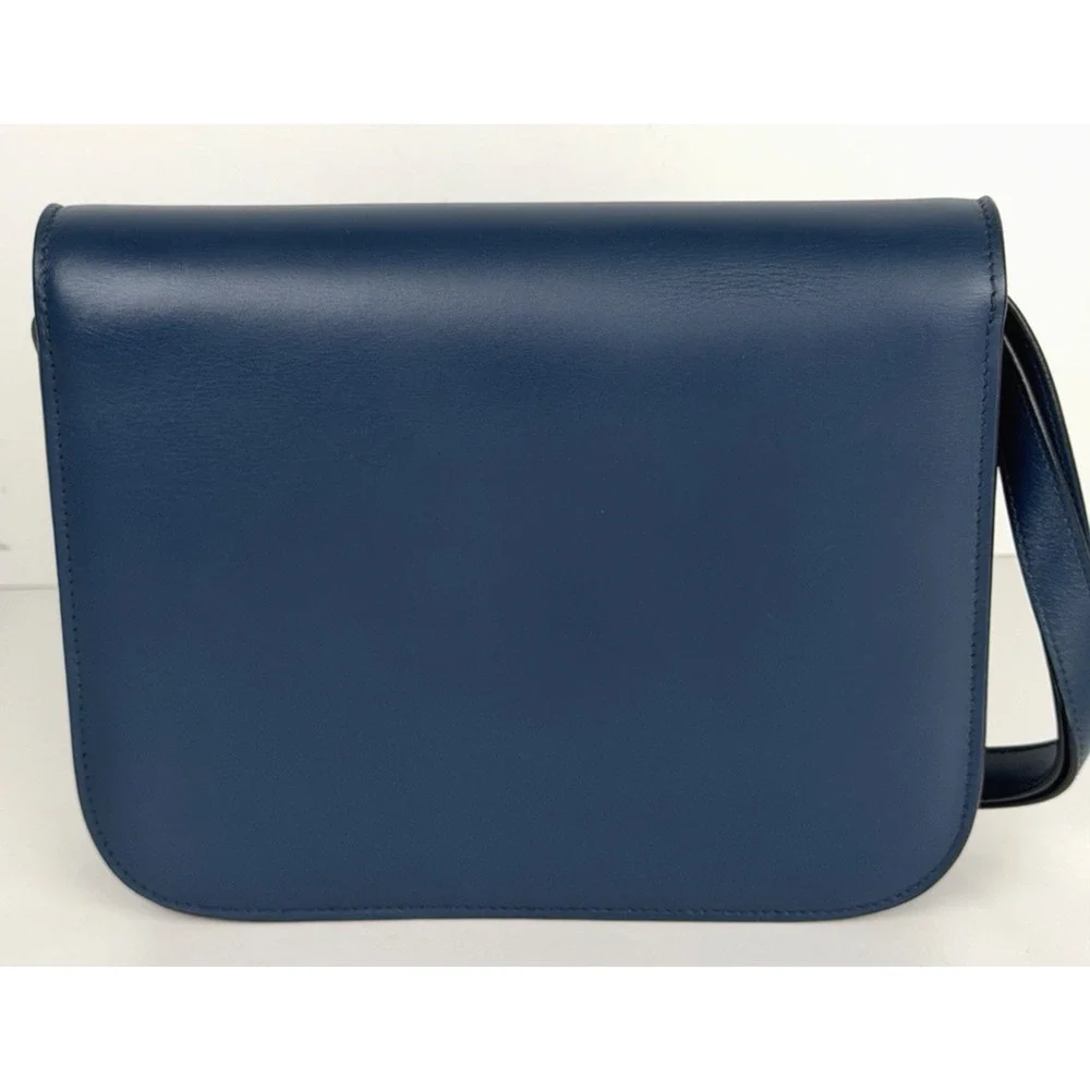 Celine Classic Box Bag Medium Blue Calfskin Leather Gold-Tone Hardware R1 - Picture 2 of 16